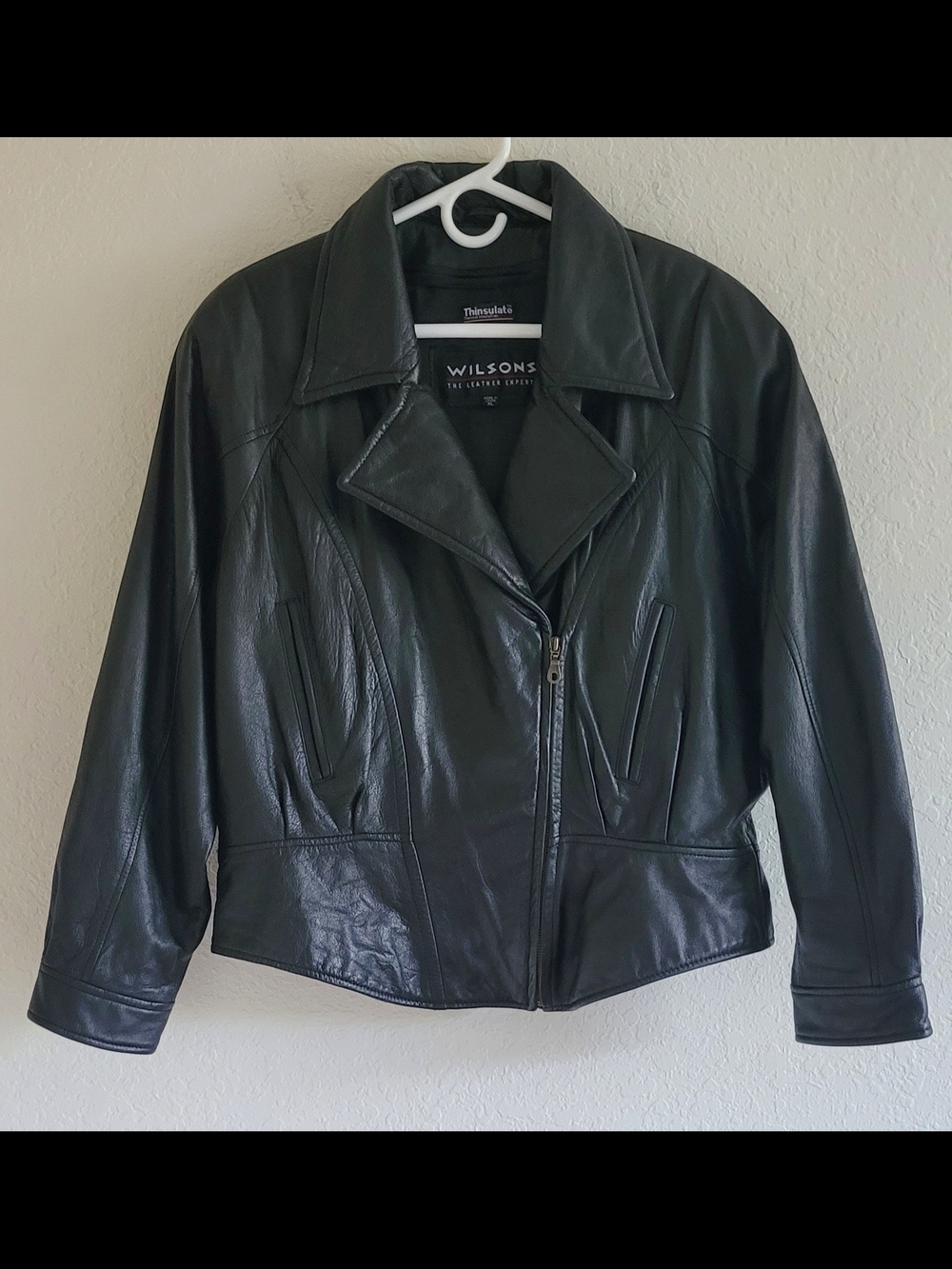 Wilson Black Women's Moto Leather Zip Jacket. Sz. XL. Thinsulate Lining. 90s Y2K